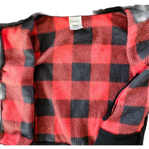 Baby Boy 9M Buffalo Plaid Vest Shirt Set Fleece 2-Piece Christmas Outfit - Picture 5 of 11